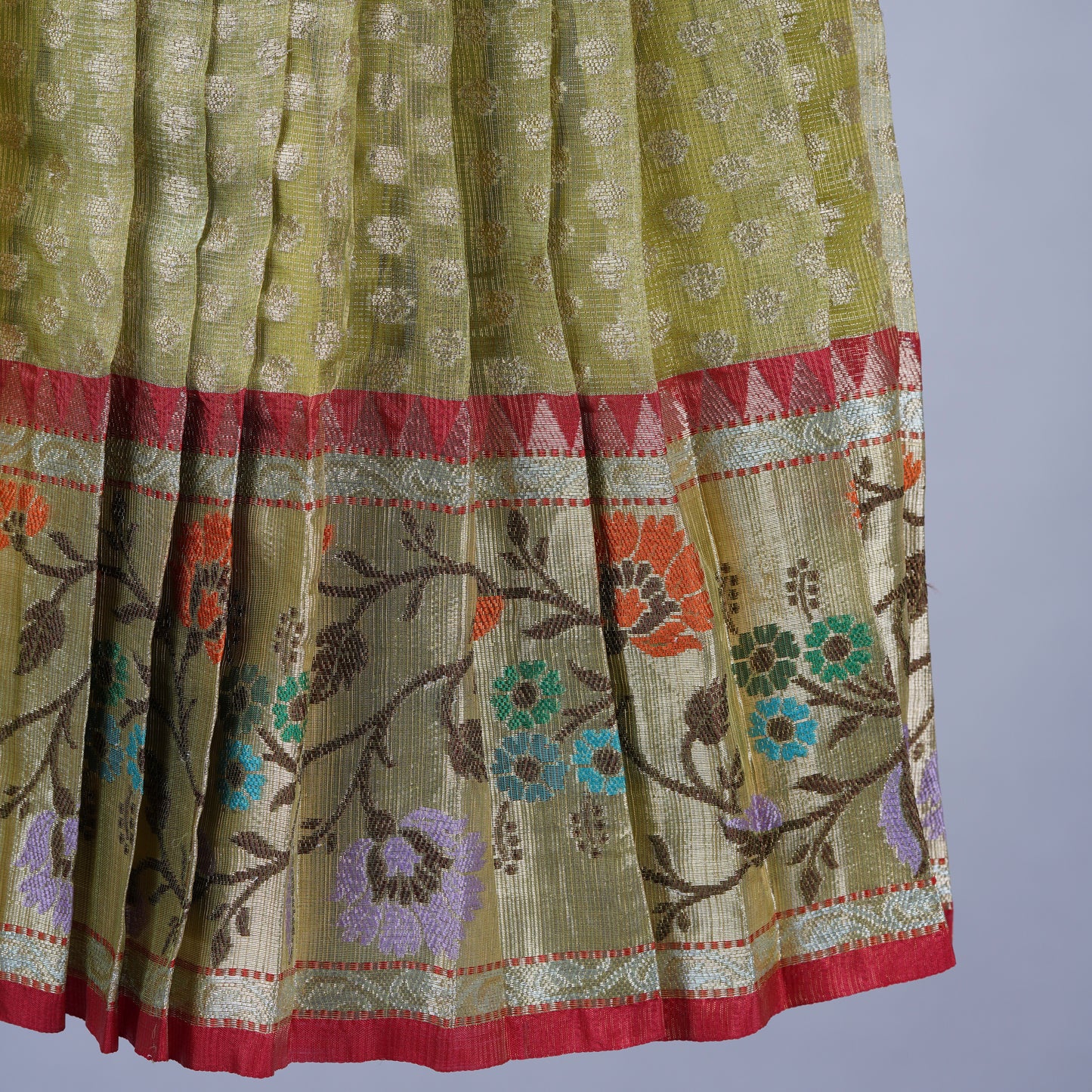 Pista Green Zari Kota Festive Lehenga with Embroidered Blouse