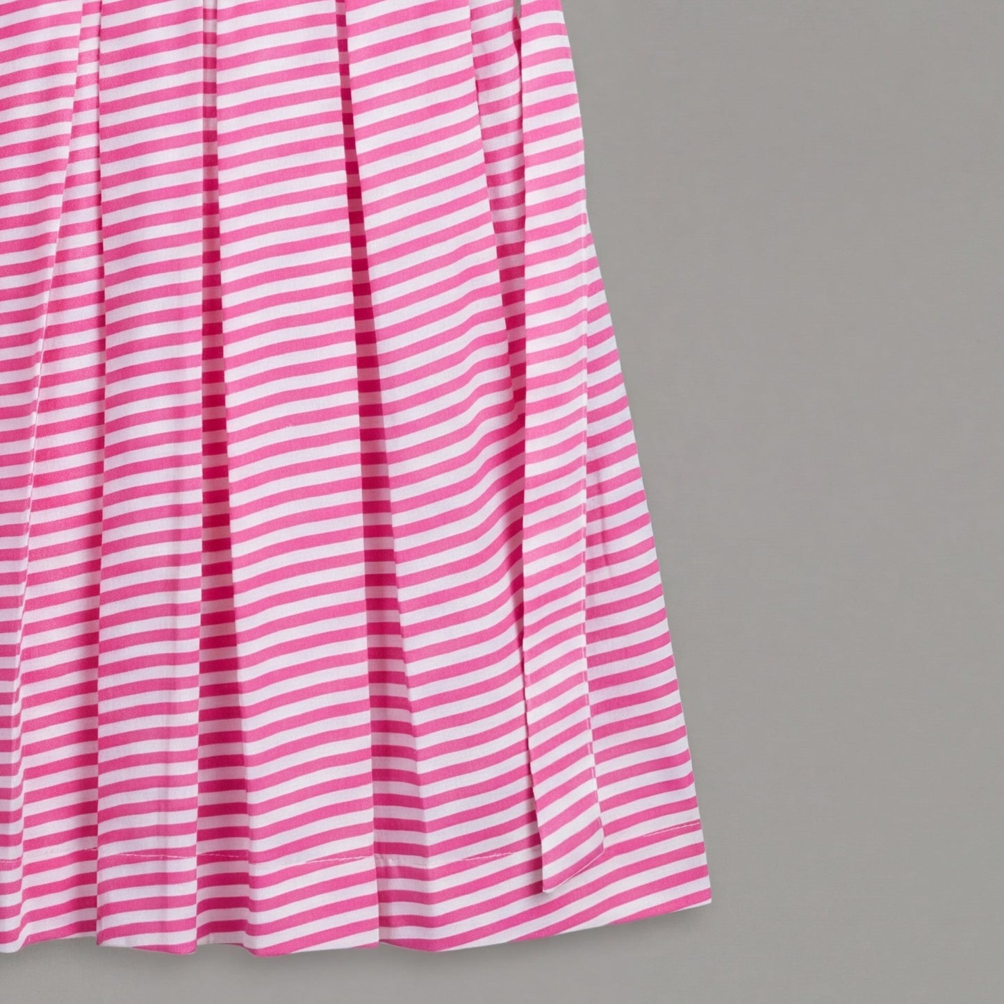 Pink & White Striped Cotton Frock with Peter Pan Collar