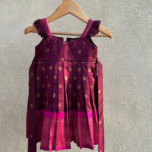 Purple Paithani Pleated Frock