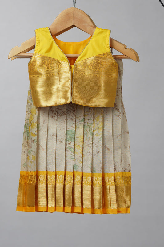 Yellow & Gold Tissue Lehenga Set