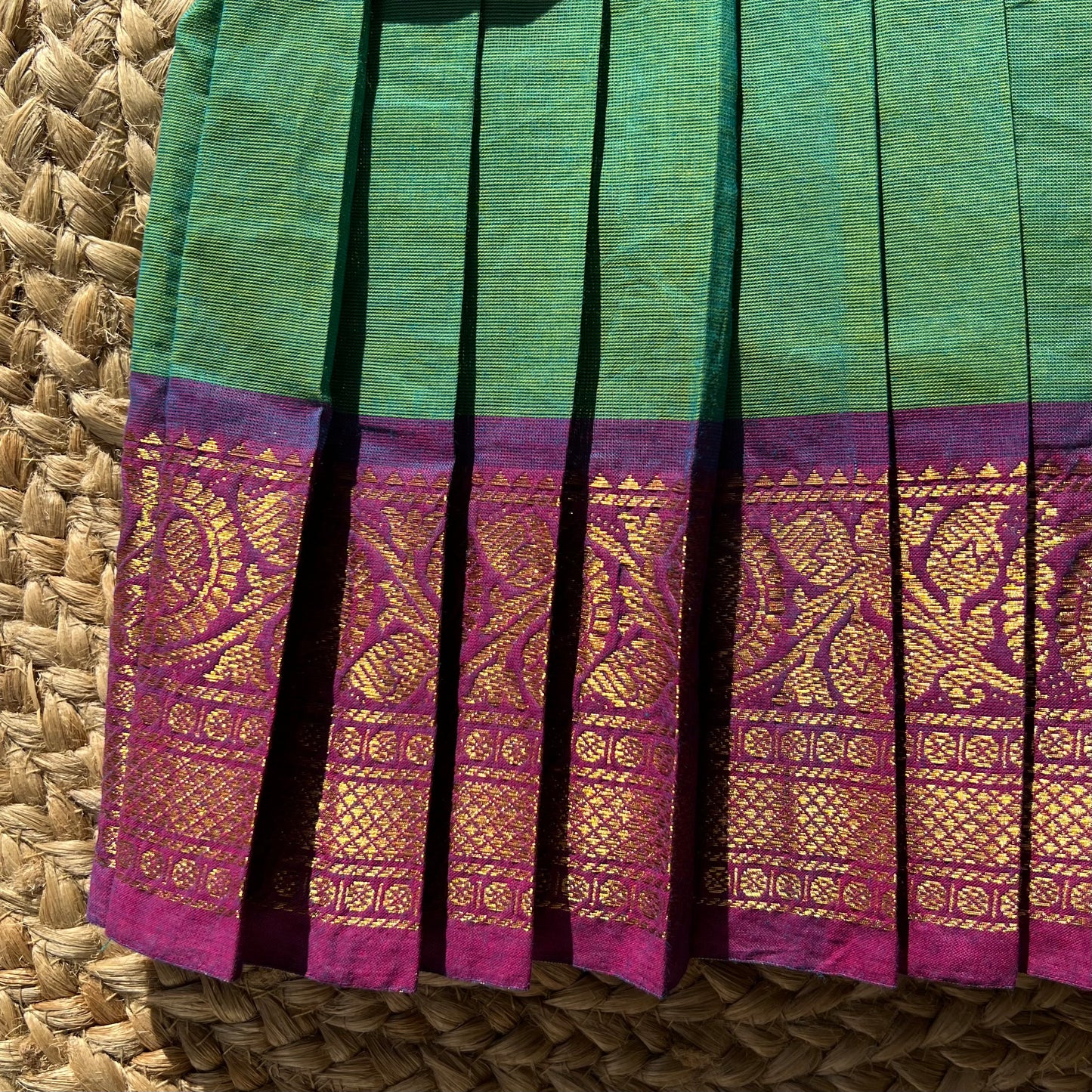 Emerald Green Kanchi Cotton tie-up Frock