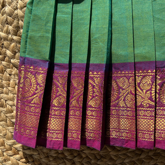 Emerald Green Kanchi Cotton tie-up Frock