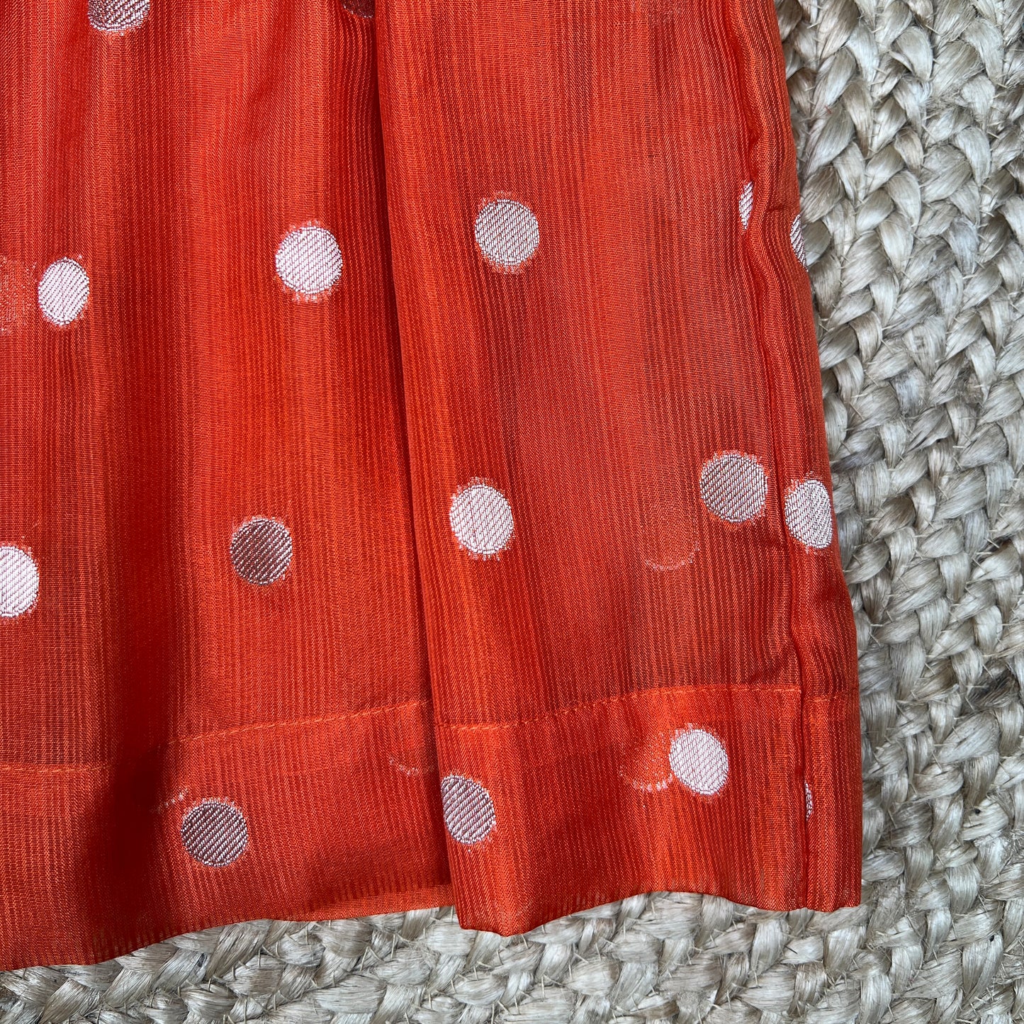 Rust Orange Silk Ethnic Frock with Printed Yoke