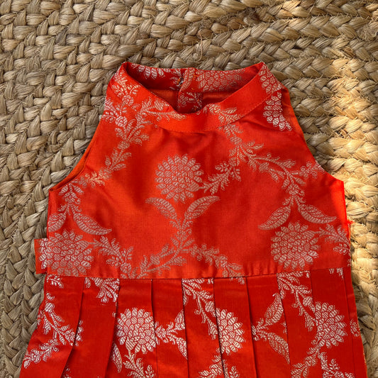 Orange Benarasi Halter Neck frock