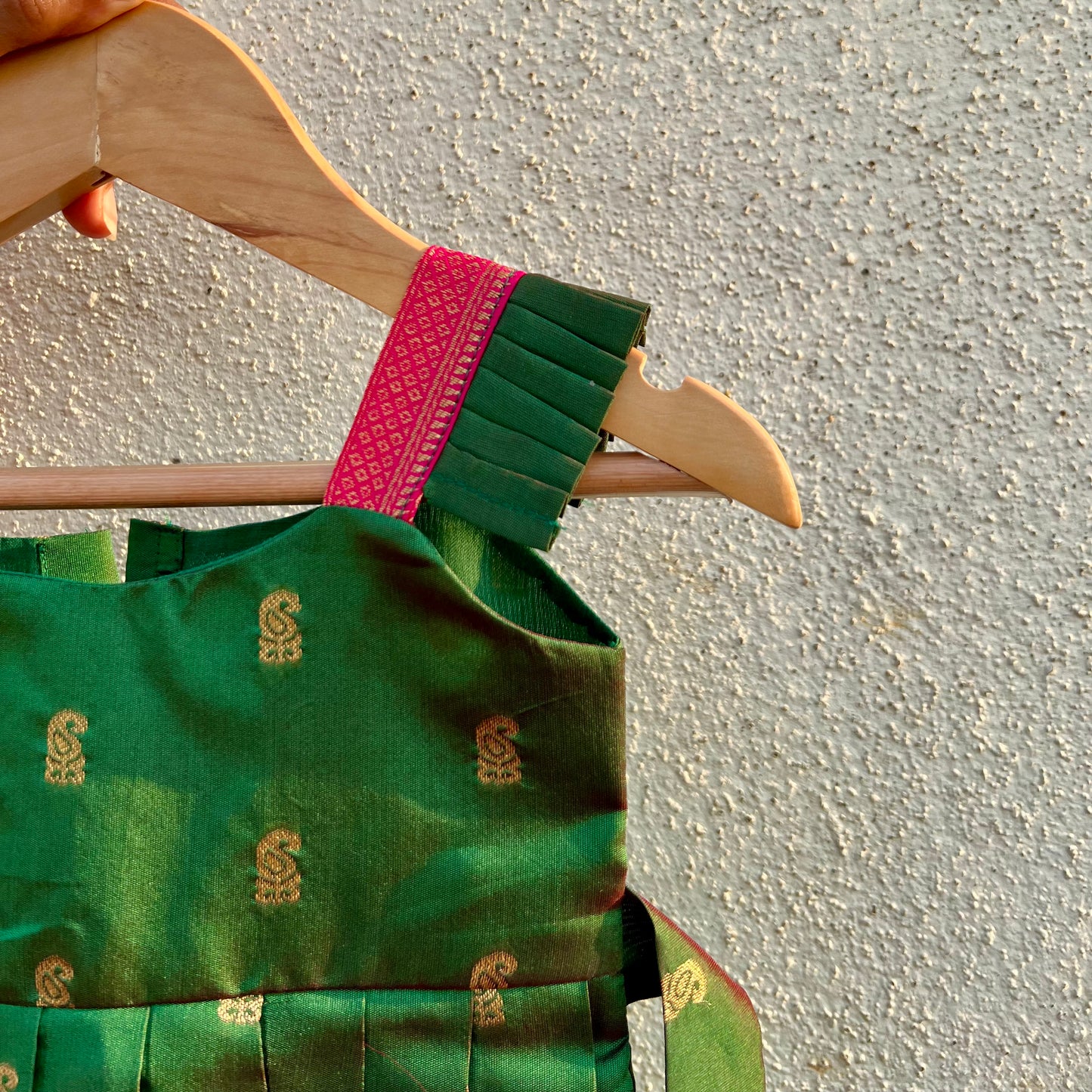 Green Paithani Pleated Frock