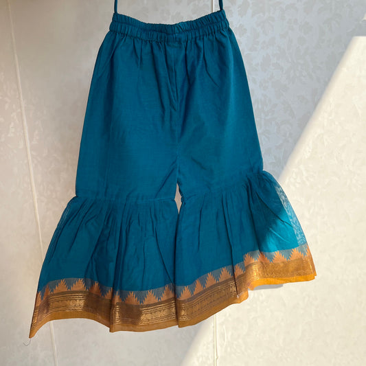Teal Blue Kanchi Cotton Sharara Set
