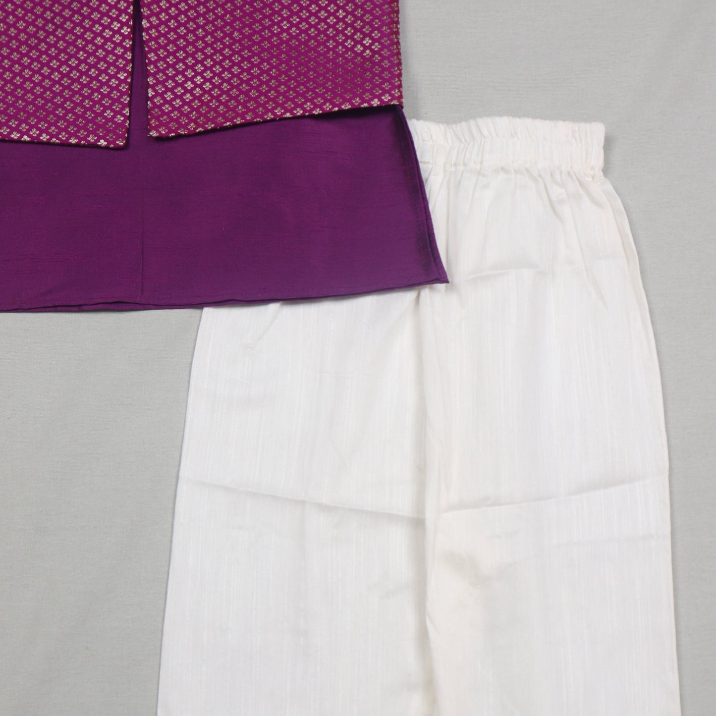 Purple Raw Silk Kurta Set with Banarasi Jacket