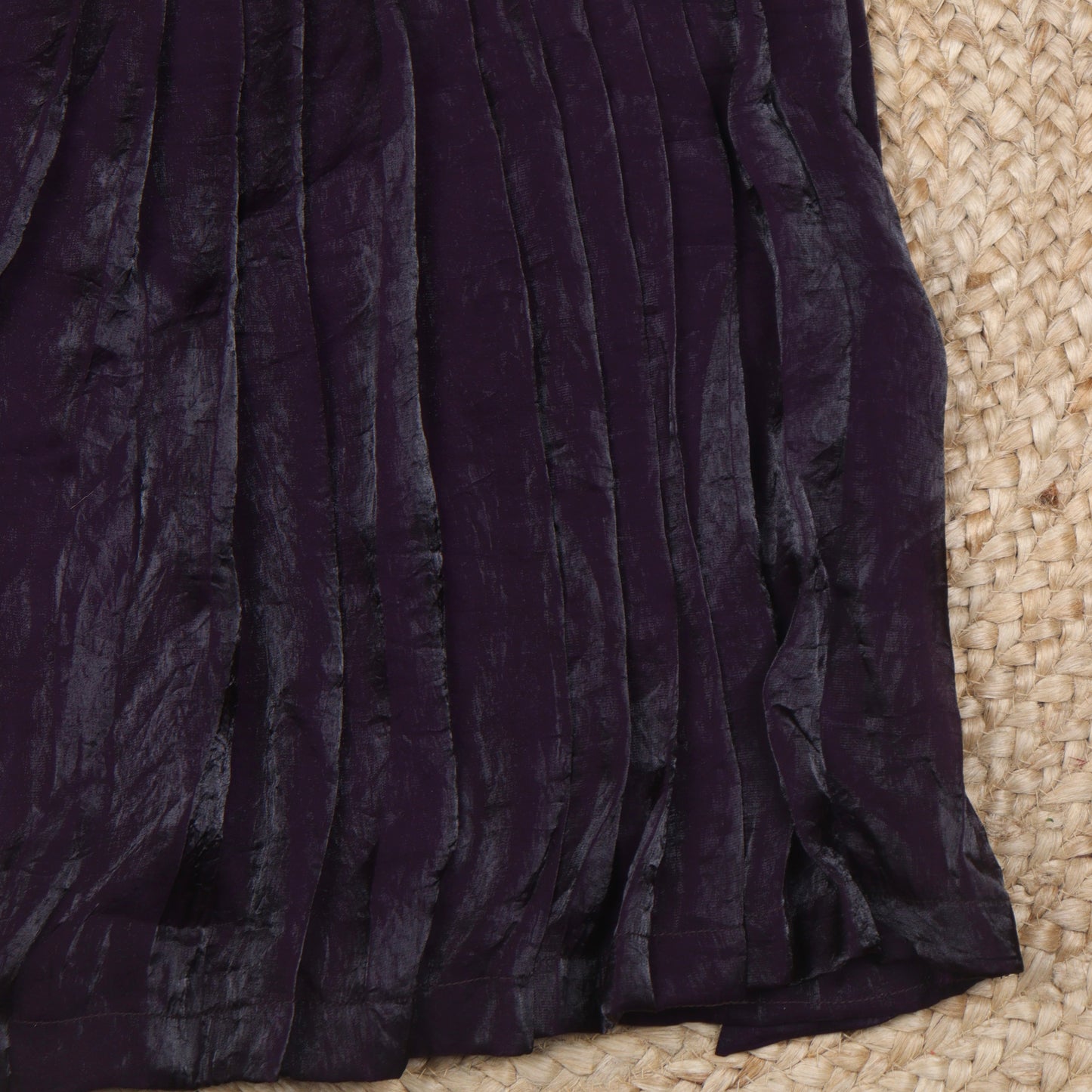 Deep Plum Silk Ethnic Frock with Embroidered Patchwork Yoke