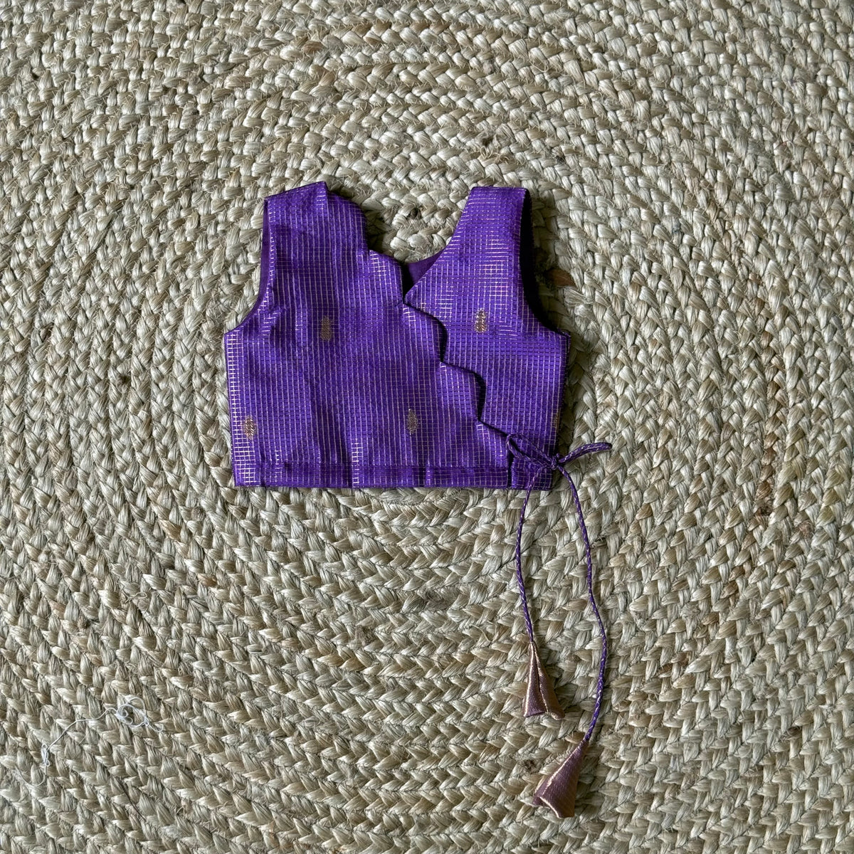 Traditional Purple Scallop Tissue Lehanga Set