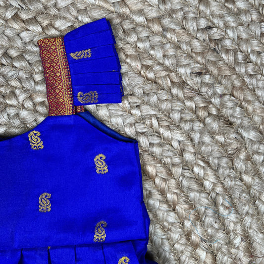 Royal Blue Paithani Pleated Frock