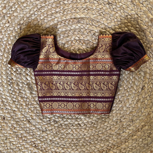 Traditional Maroon Kanchi Tissue Lehanga Set