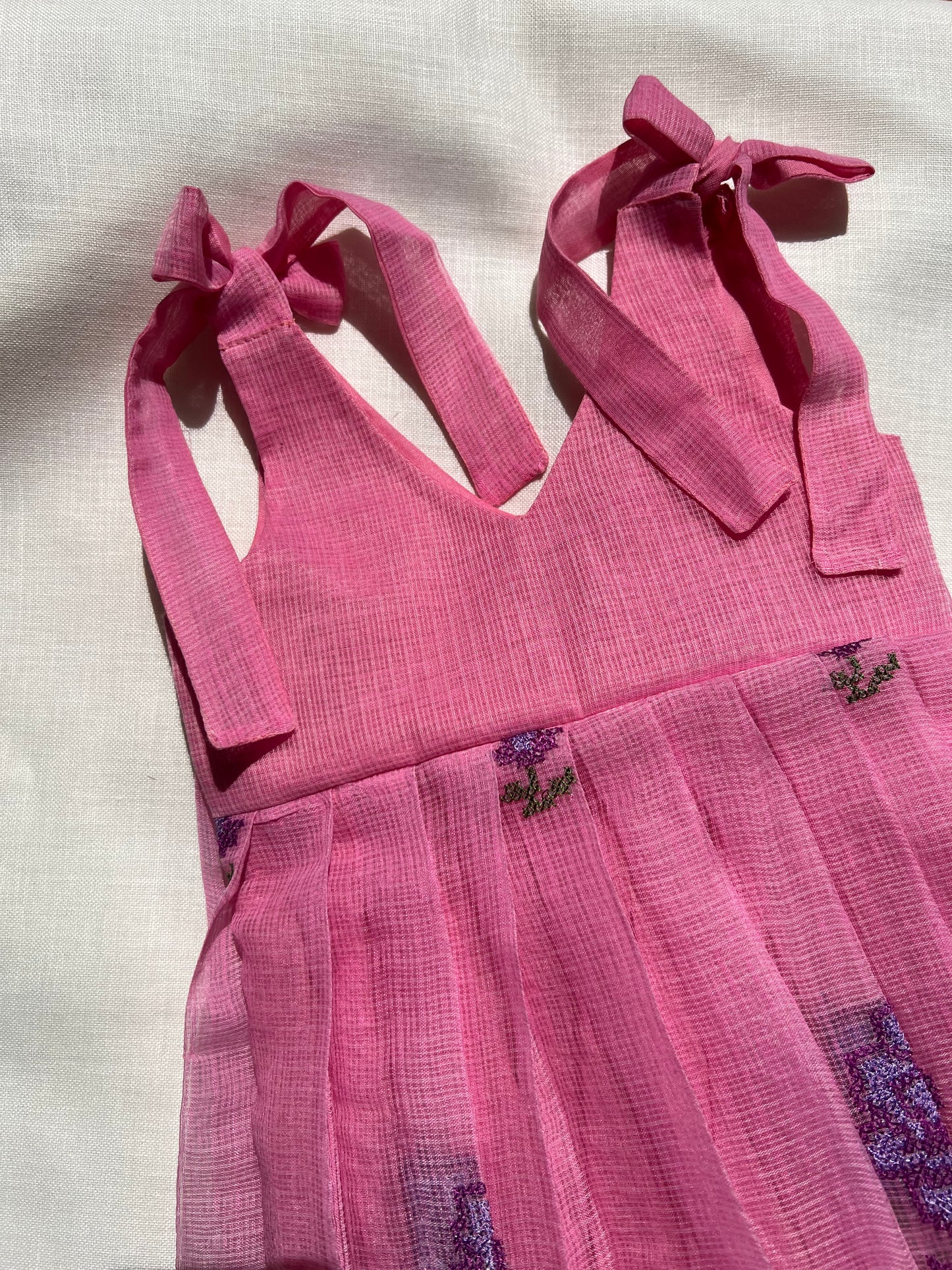 Rosy Pink Kota Cross Stitch Frock