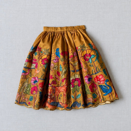 Mustard Kalamkari Position Print Lehenga Choli