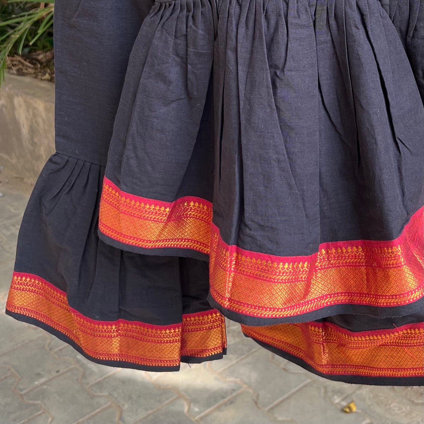 Black Handloom Cotton Sharara Set