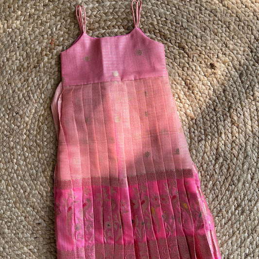 Blush Pink Kota frock with Rani Pink Jacket