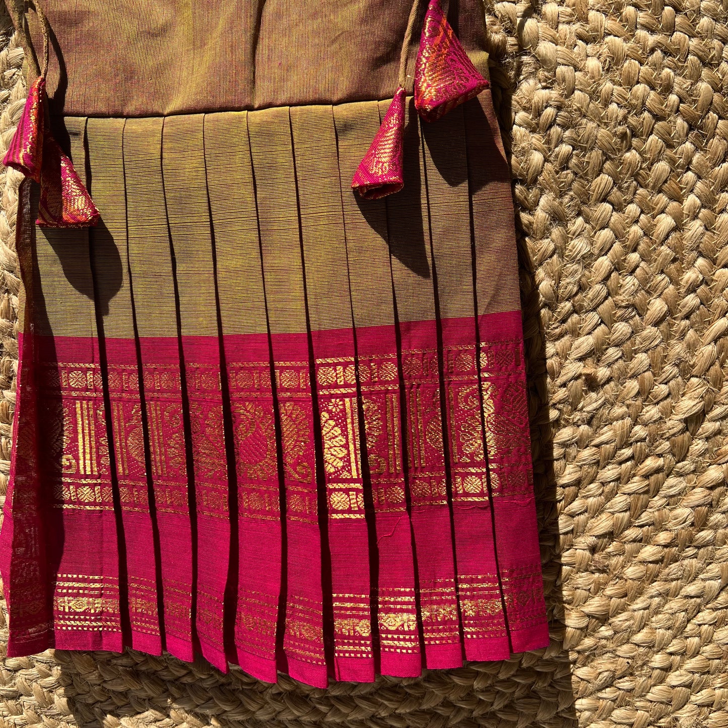 Olive Kanchi Cotton tie-up Frock