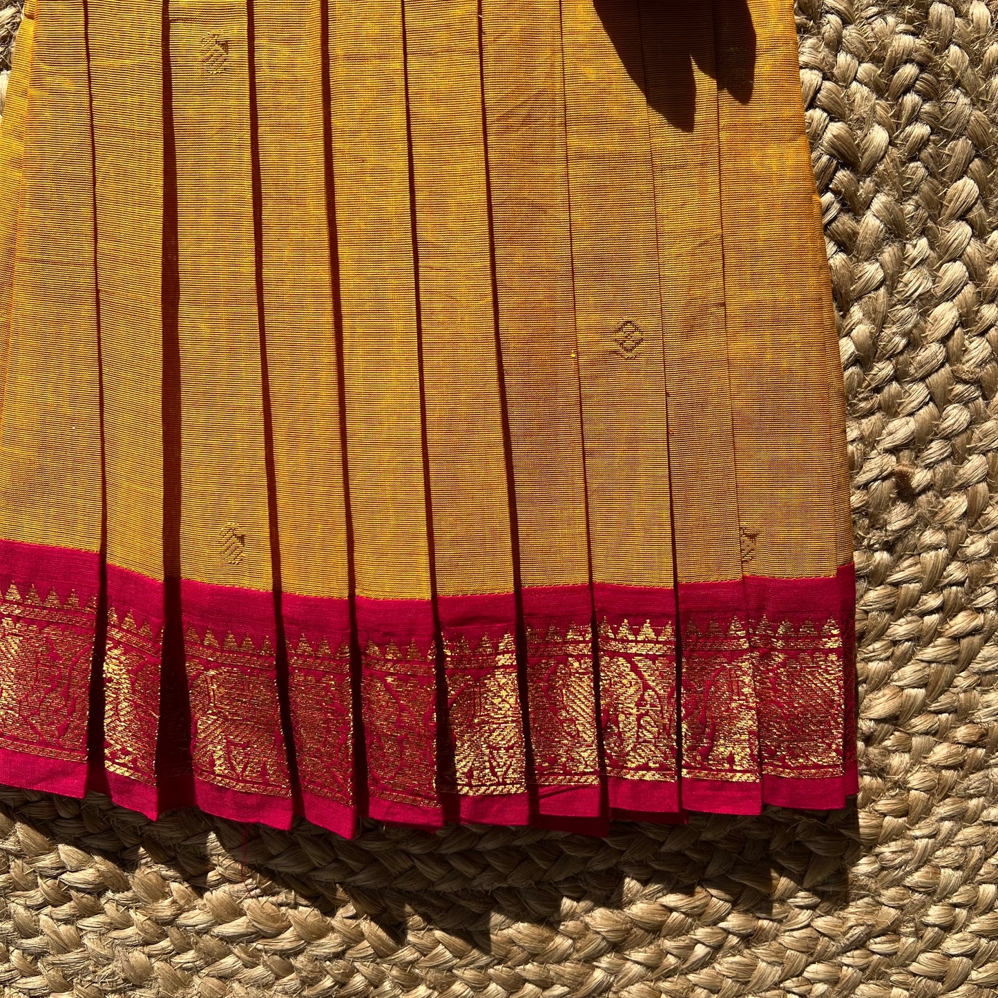 Mustard Gold Kanchi Cotton tie-up Frock