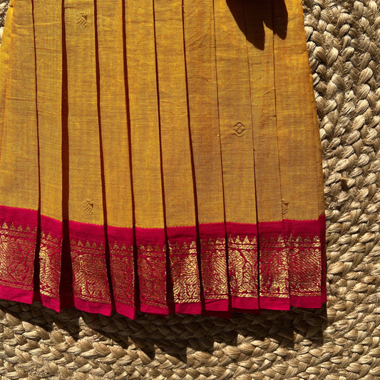 Mustard Gold Kanchi Cotton tie-up Frock