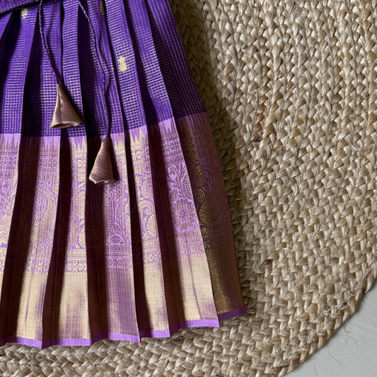 Traditional Purple Scallop Tissue Lehanga Set