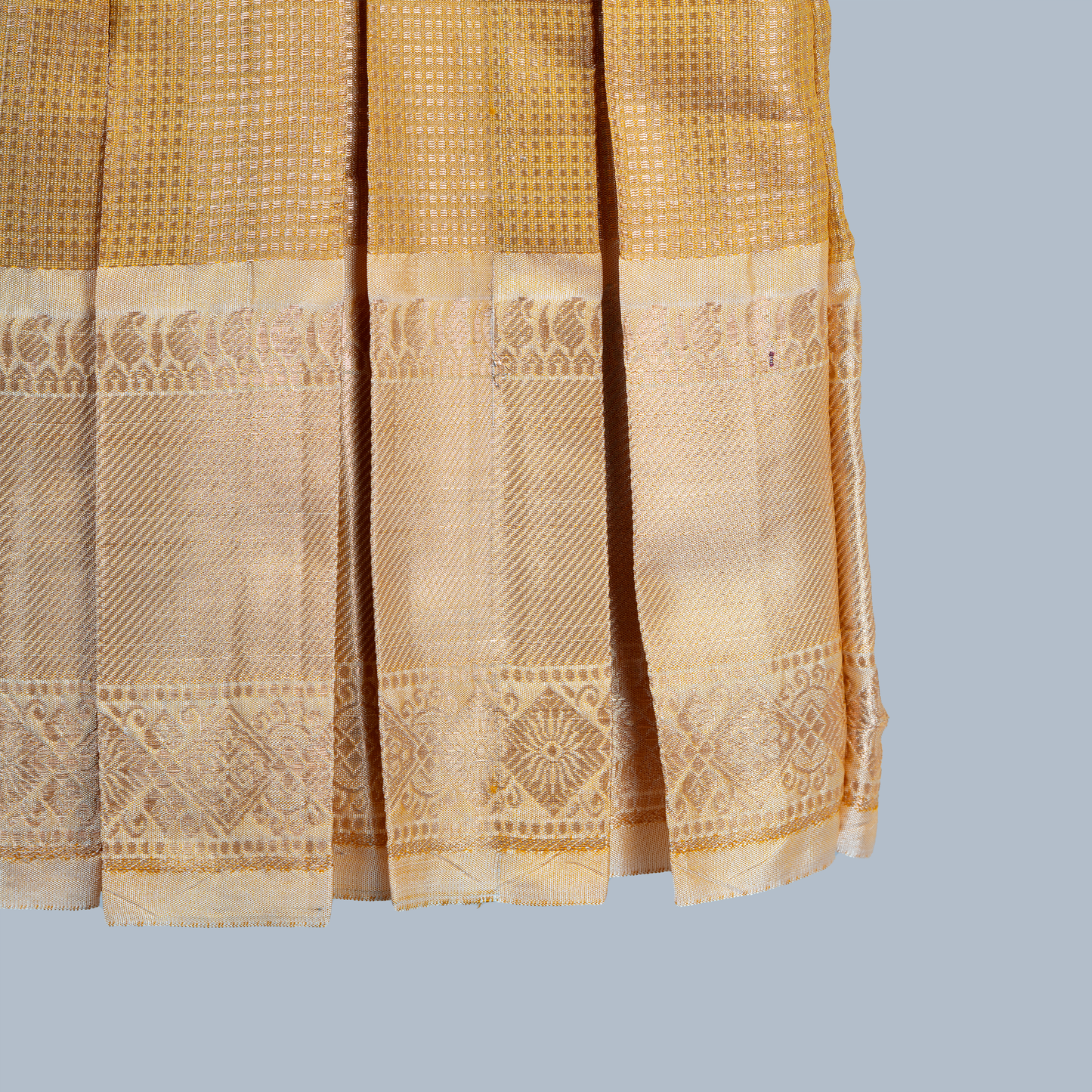 Mustard Gold Tissue Box Pleated Dress