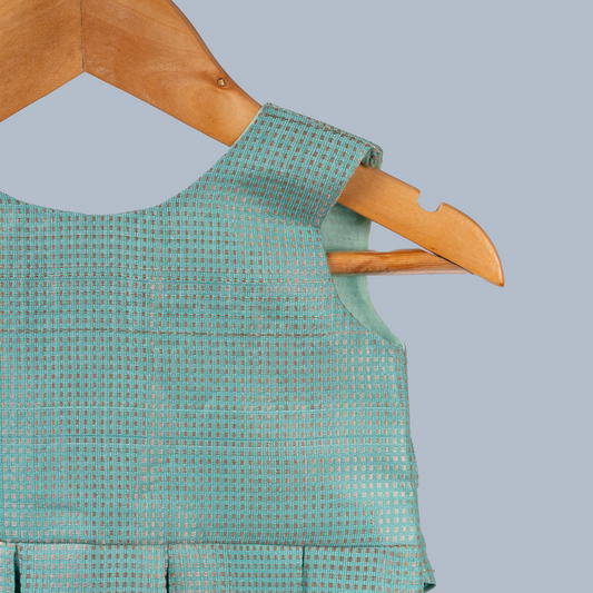 Aqua Blue Tissue Box Pleated Dress