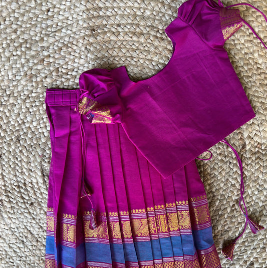Rani Pink Chettinad Cotton Lehenga Set