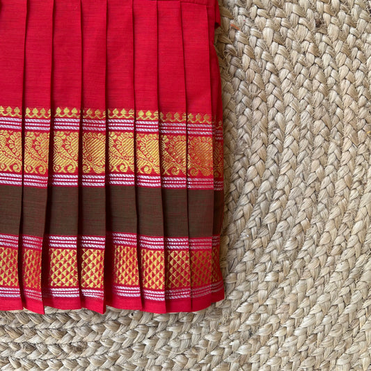 Red Chettinad Cotton Frock