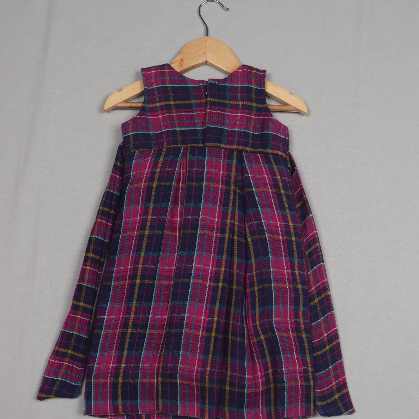 Pink & Navy Checked Peter Pan Collar Frock