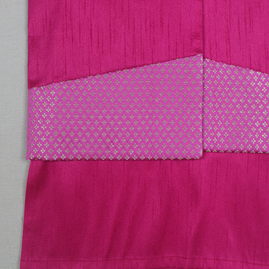 Pink Raw Silk Kurta Set with Banarasi Jacket