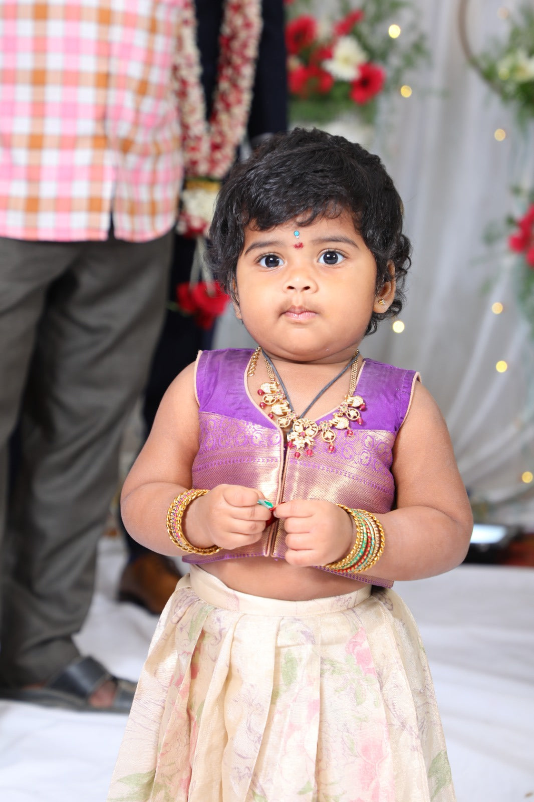 Purple & Gold Tissue Lehenga Set