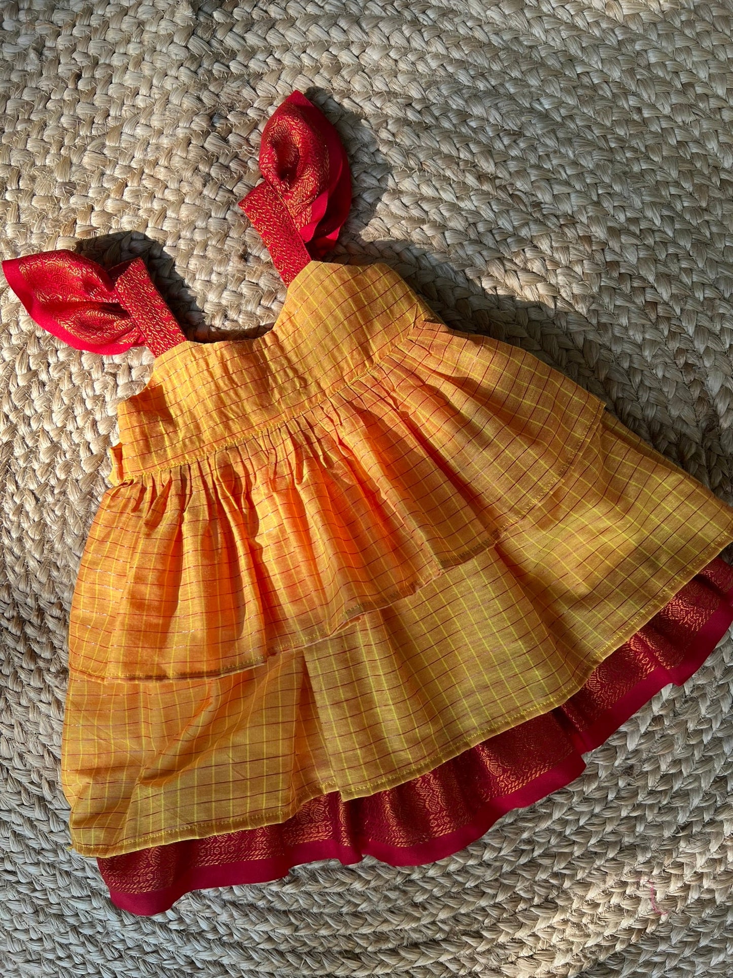 Mustard Yellow Kalyani Checks Dress