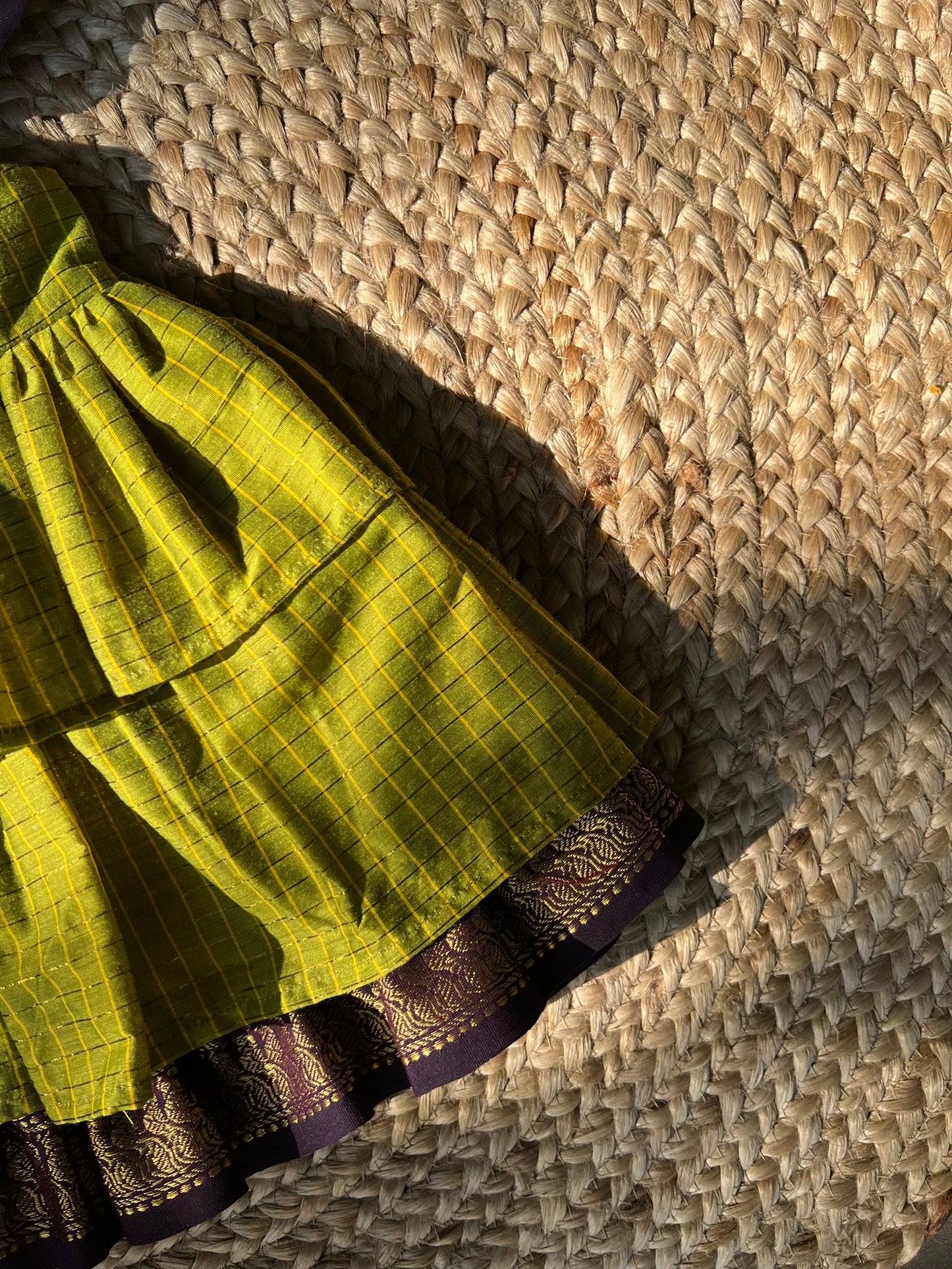 Parrot Green Kalyani Checks Dress