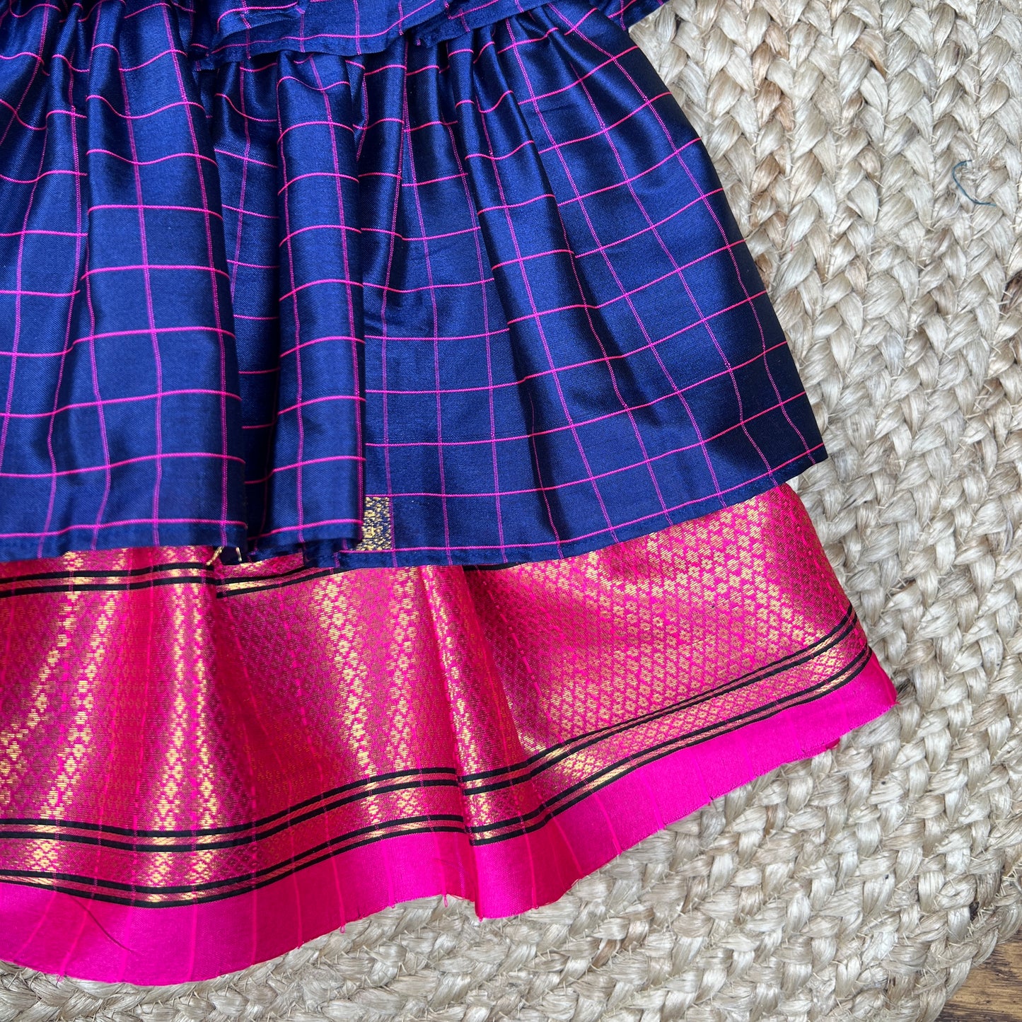 Blue tieup Paithani Frock