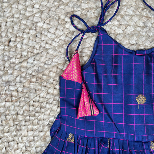 Blue tieup Paithani Frock