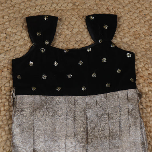 Velvet Tissue Black &Grey frock