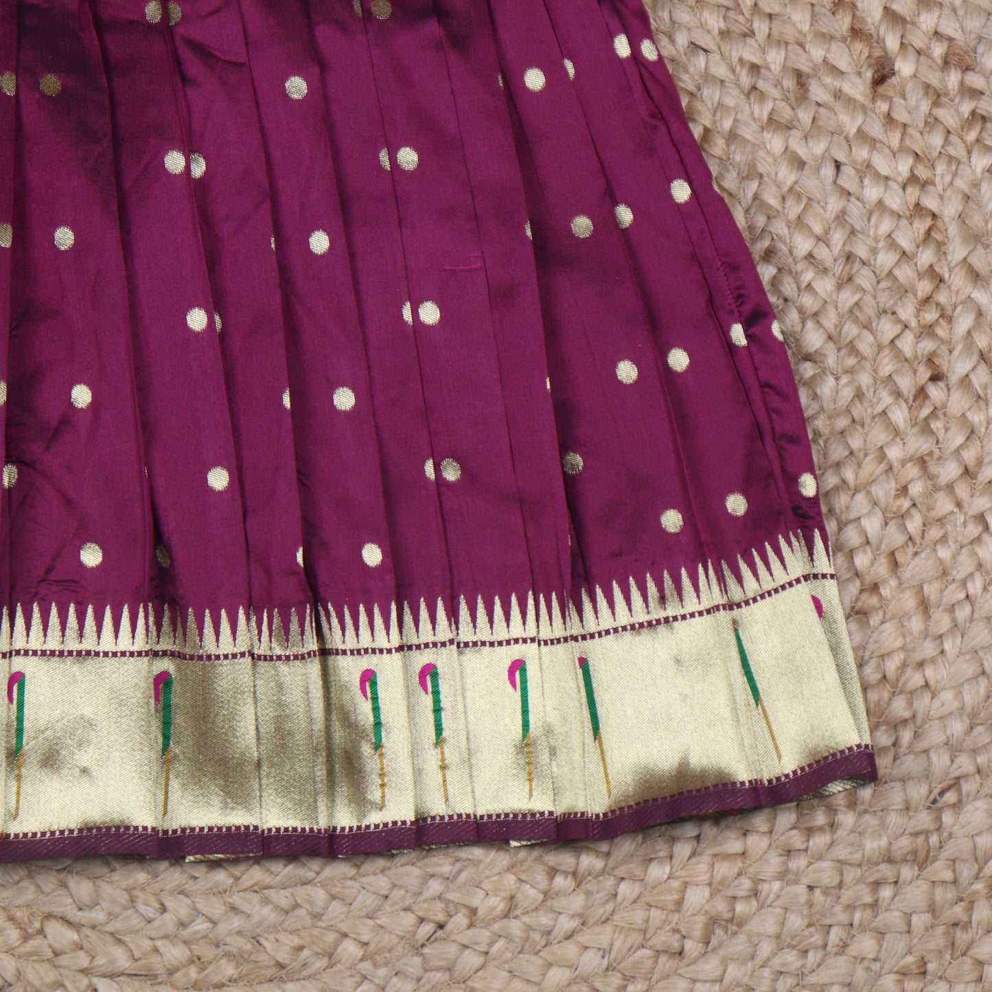 Plum Purple Silk Ethnic Frock with Gold Zari Border