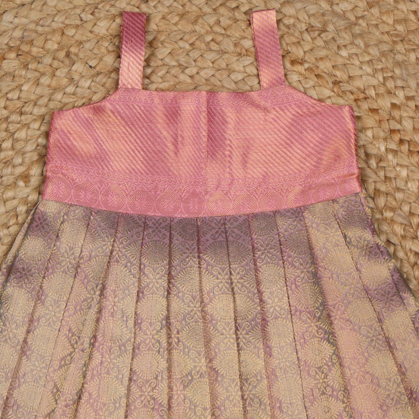 Blush Pink & Lavender Brocade Silk Frock