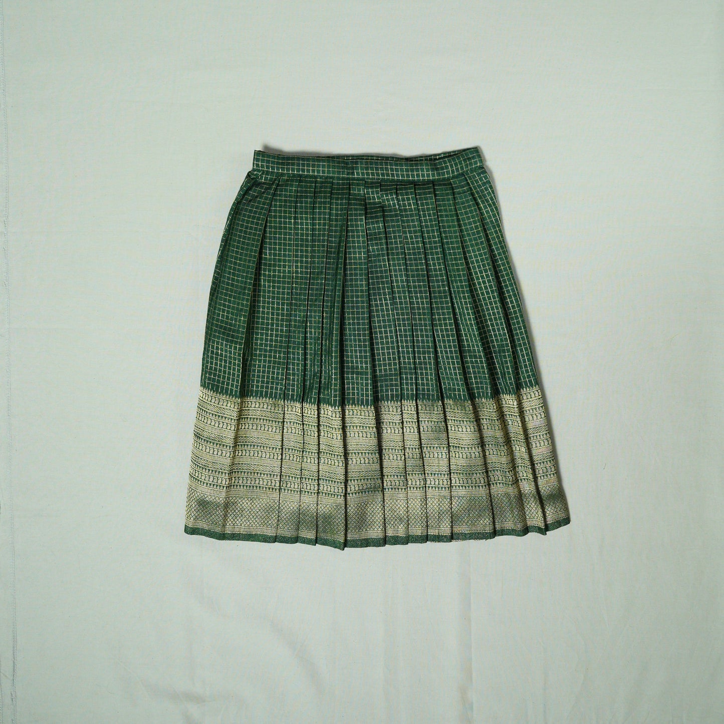 Green Traditional Check Pattern Lehenga