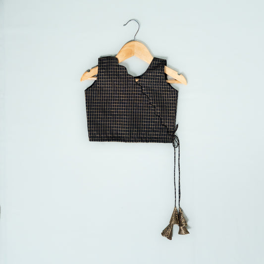 Black Traditional Check Pattern Lehenga