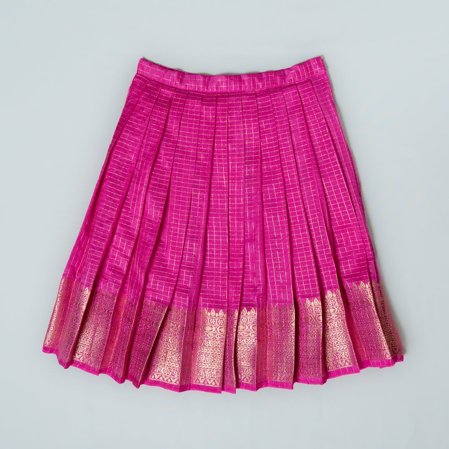 Pink Traditional Check Pattern Lehenga