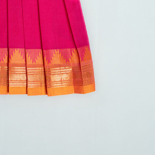 Pink And Mustard Kanchi Cotton Frock