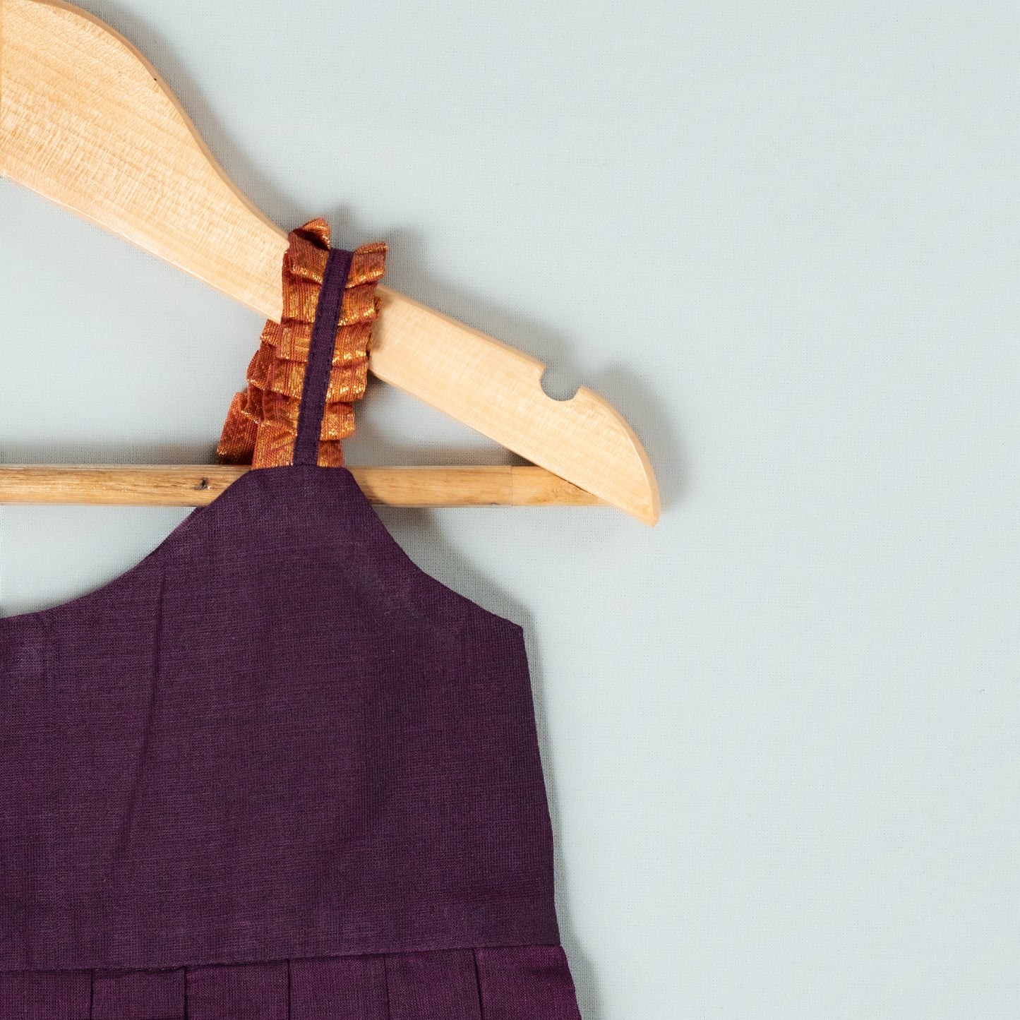 Purple And Mustard Kanchi Cotton Frock