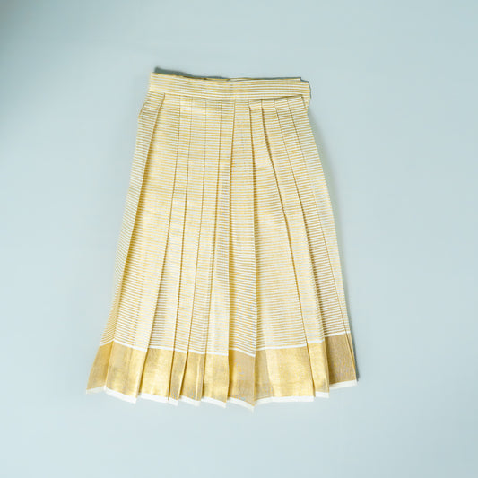 Striped kasavu Border Lehenga with Silk Blouse