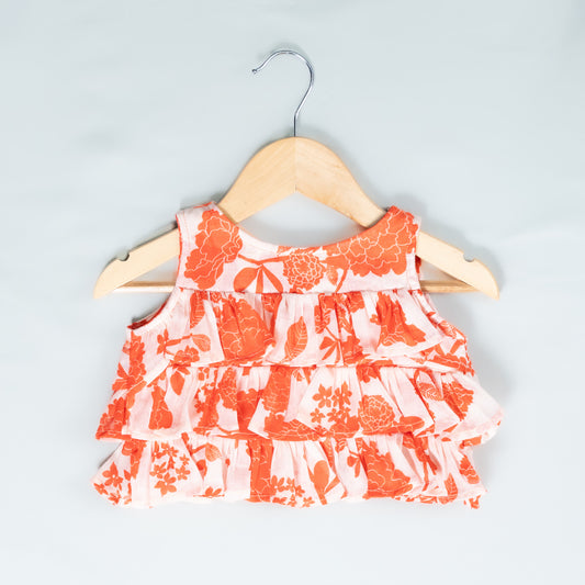 Festive Orange Mul Cotton Lehenga