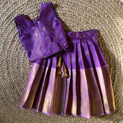 Traditional Purple Scallop Tissue Lehanga Set