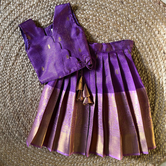 Traditional Purple Scallop Tissue Lehanga Set