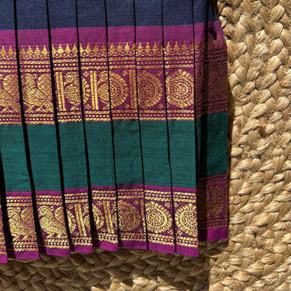 Dark Blue Kanchi Cotton tie-up Frock