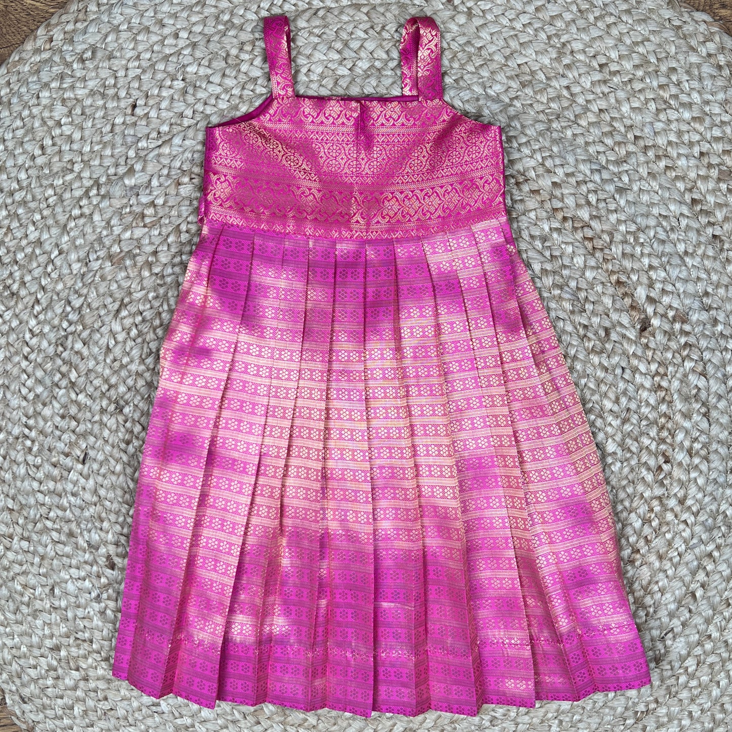 Pink Brocade Tissue Frock
