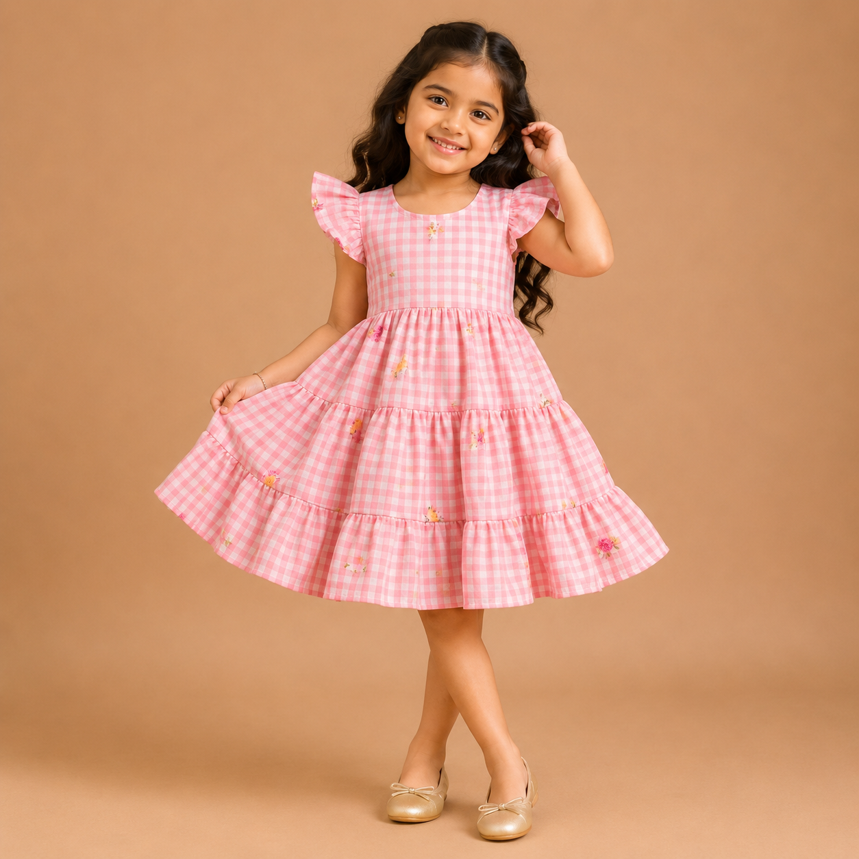Baby Pink Mul Chanderi Frock