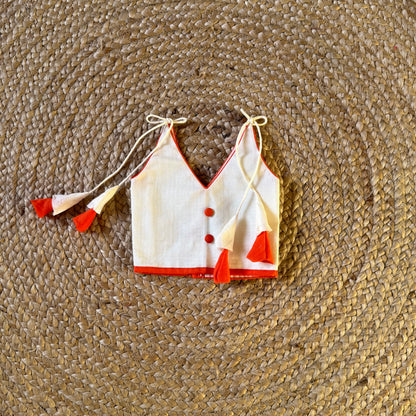 Ivory Mul Cotton & Kanchi Zari Lehenga Set